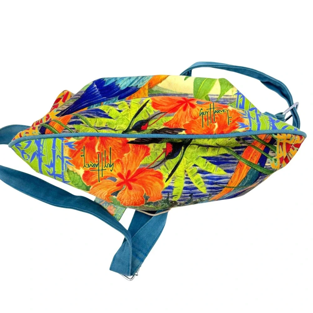 VTG Tropical Parrot Bag Guy Harvey‎ Canvas Crossbody Strap Retro Vacation